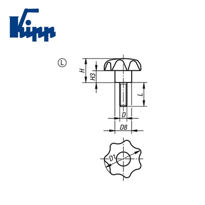 Star Grips similar to DIN 6336, Style L,  K0155.405X15