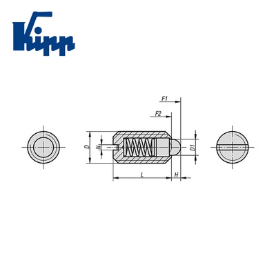 Spring Plungers pin style, slotted, stainless steel, standard end pressure, inch K0314.A1