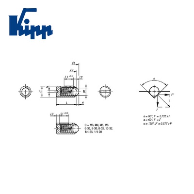 Spring Plungers with thread style, ball style, slotted, stainless steel K0322.A1