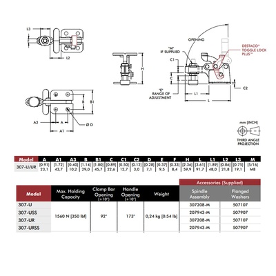 Clamp horizontal  307-USS