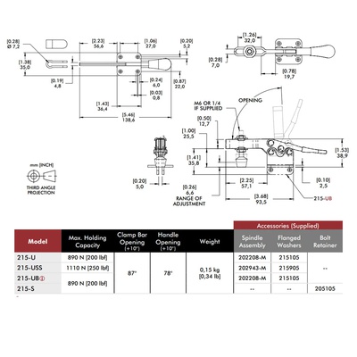 Clamp horizontal 215-UB