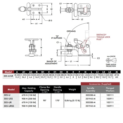 Clamp horizontal 305-UR