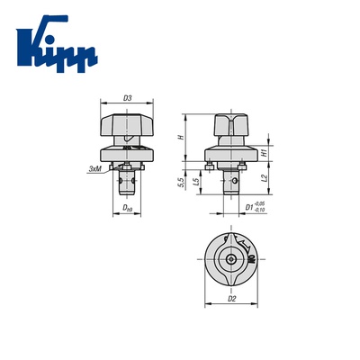 Ball lock pin with twist knob K1064.1028