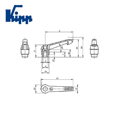 Adjustable Handles with push button internal thread K0269.71208