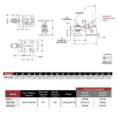 Clamp horizontal 309-USS