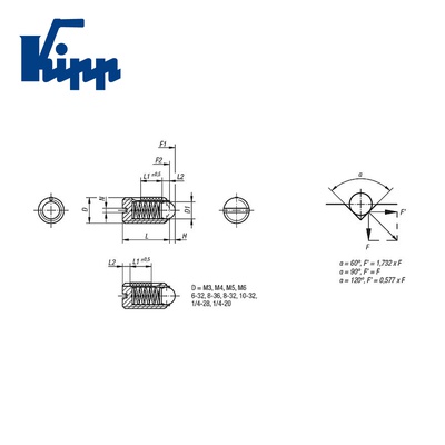 Spring Plungers with thread lock, ball style, slotted, steel K0321.205