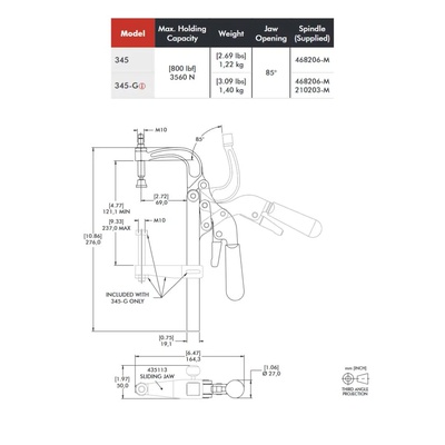 Clamp tipo pinza 345