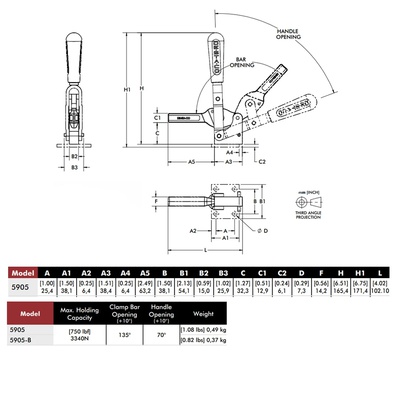 Clamp vertical  5905