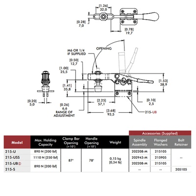 Clamp horizontal 215-USS