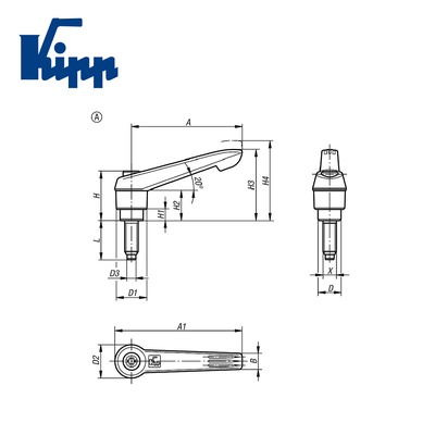 Adjustable Handles with thrust pad K0780.12101X30